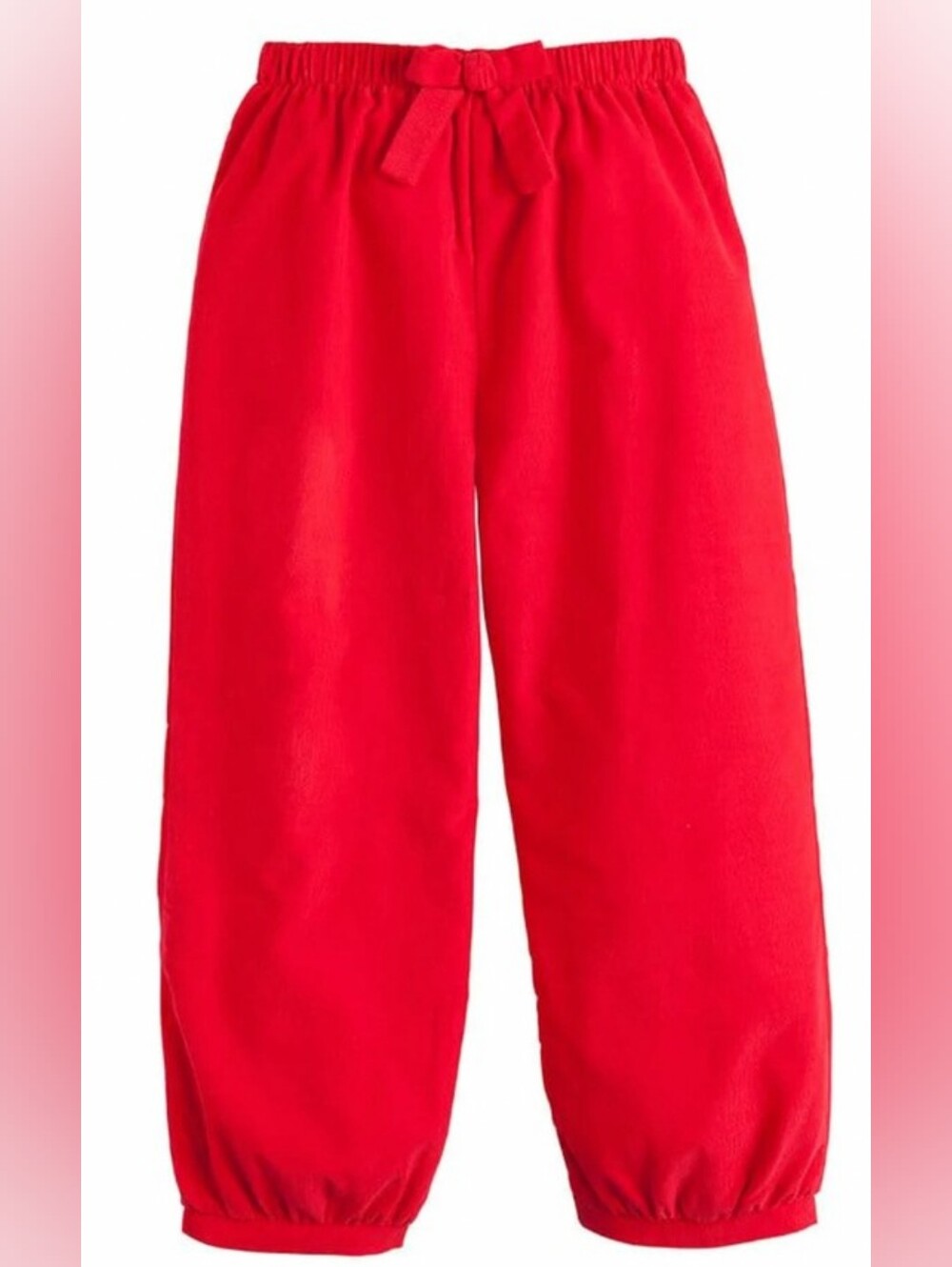 Little English Red Corduroy Banded Bottoms With Bow